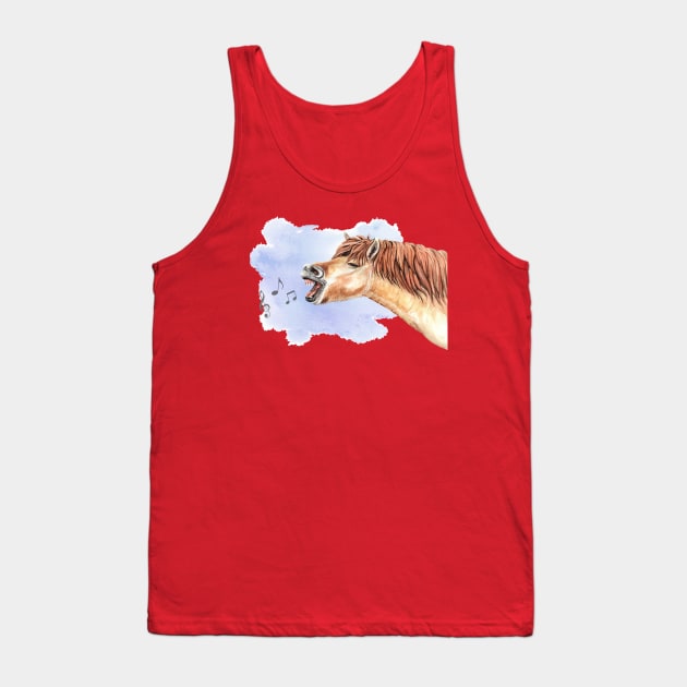 Singing horse watercolor hand drawn Tank Top by Mako Design 